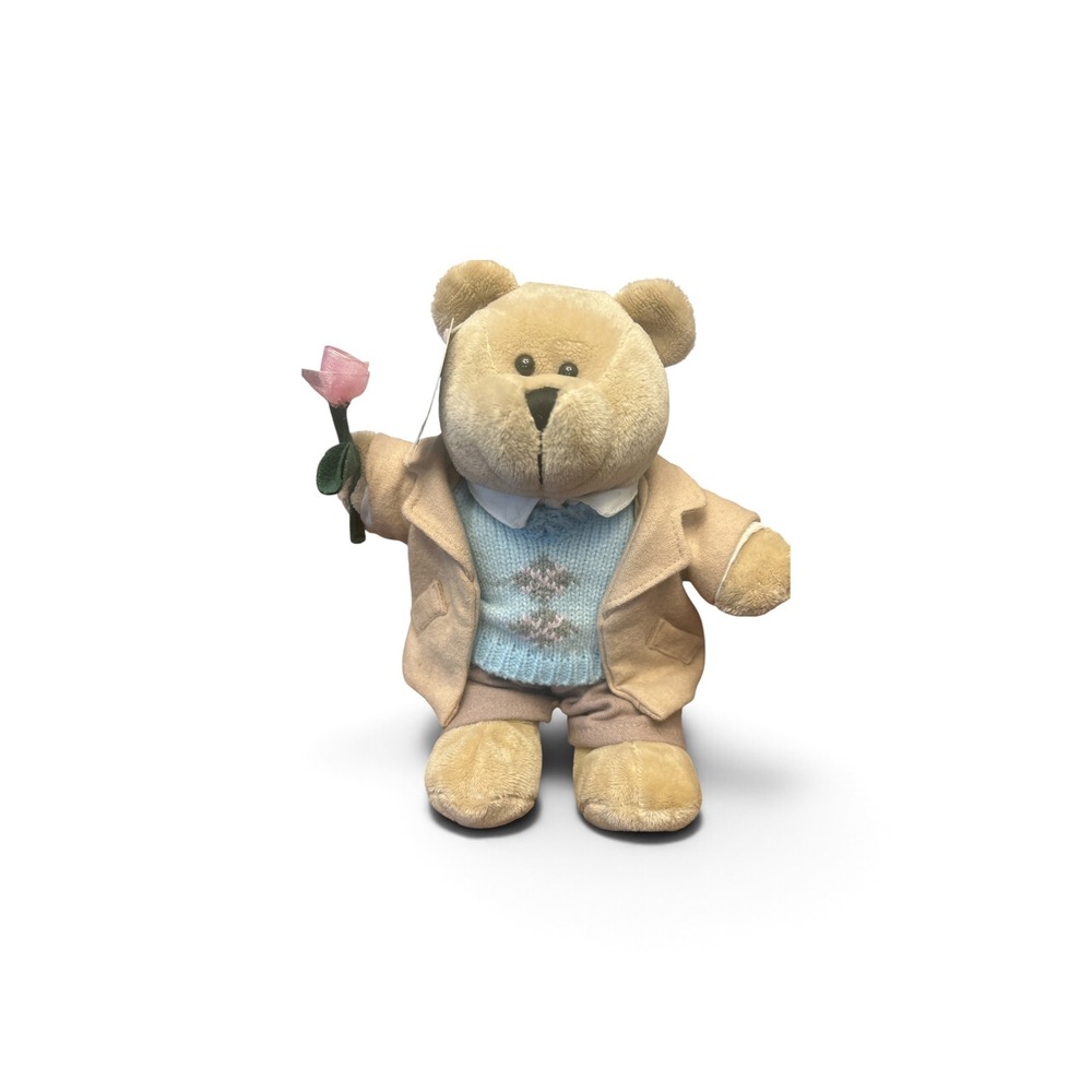 Starbucks Bearista Boy Bear 45th Edition 2006 Valentines Day Plush with Rose NWT